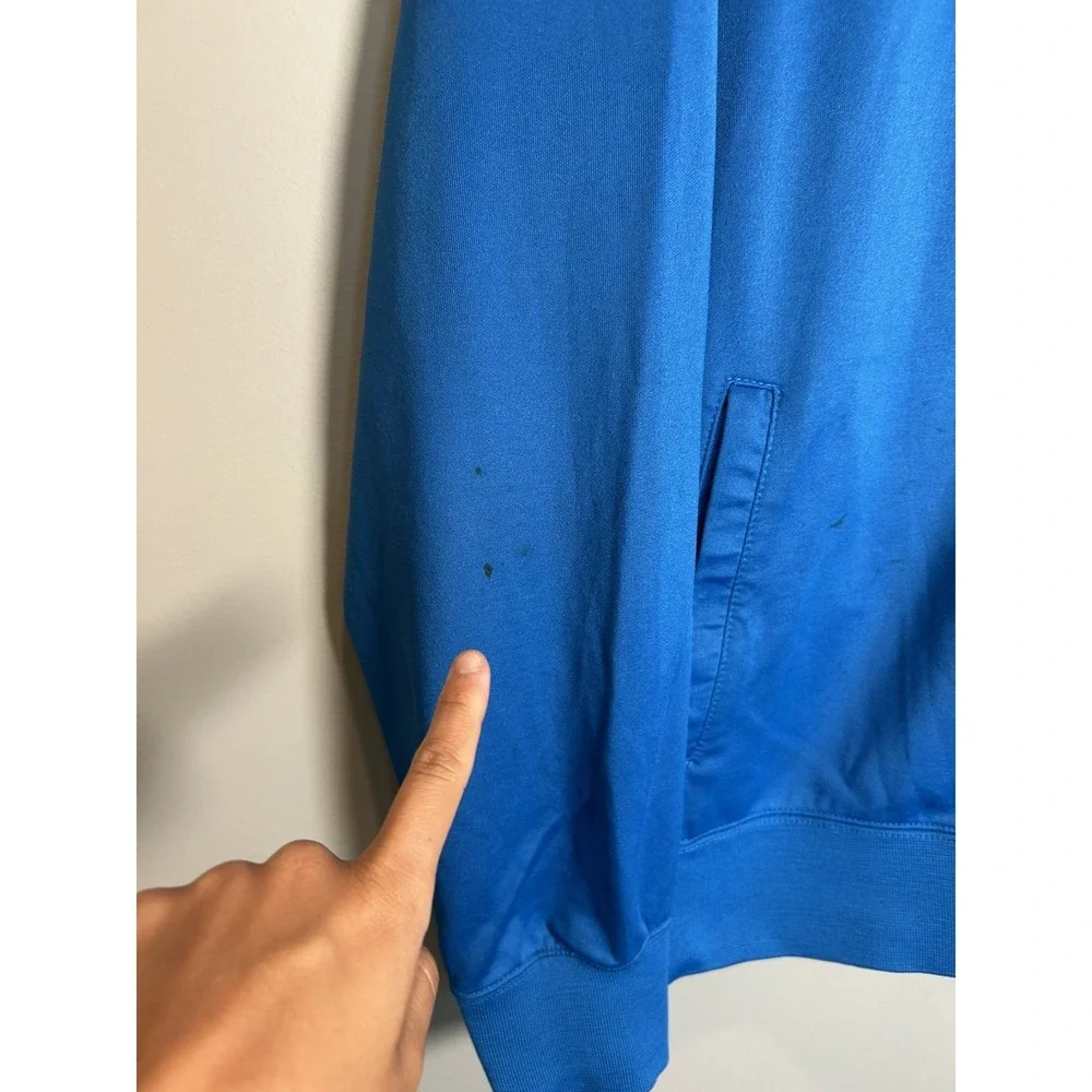 The North Face Men Large Blue Full Zip Track Stripe Athletic Outdoor gym jacket